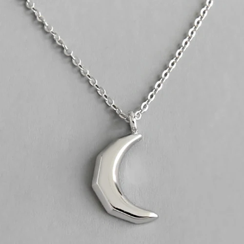 Platinum Necklace Чистый 925 серебряный полумесяц Луна Подвески для друзей женское ожерелье богемные ювелирные изделия - Цвет камня: Platinum Necklace