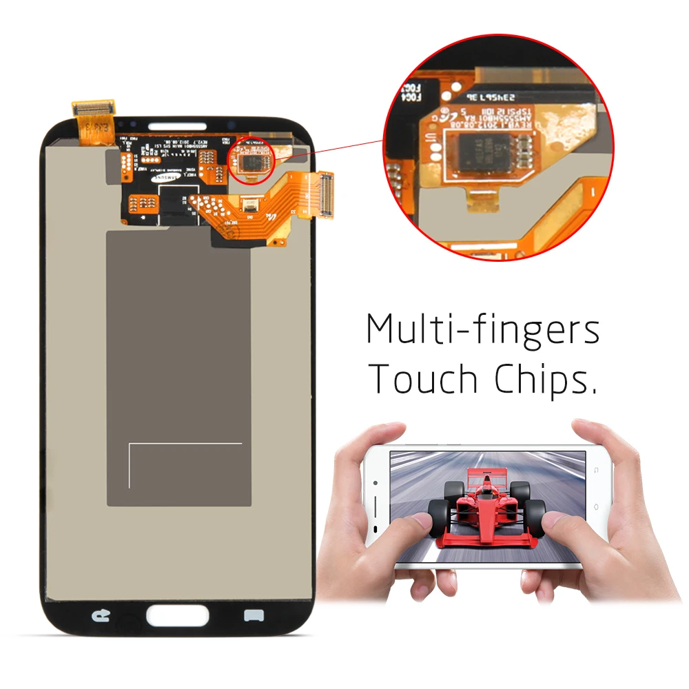 For Samsung Galaxy Note2 Note 2 N7100 Super AMOLED LCD Display Touch Screen Digitizer Full Assembly with Frame Glass Replacement | Мобильные