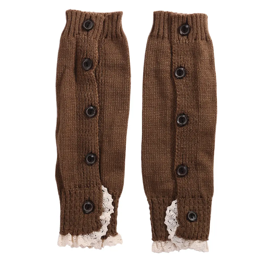 

Emmababy Kids Girls Solid Button Plain Leg Warmers Girls Lace Frills Cable Knit School Legwarmer New