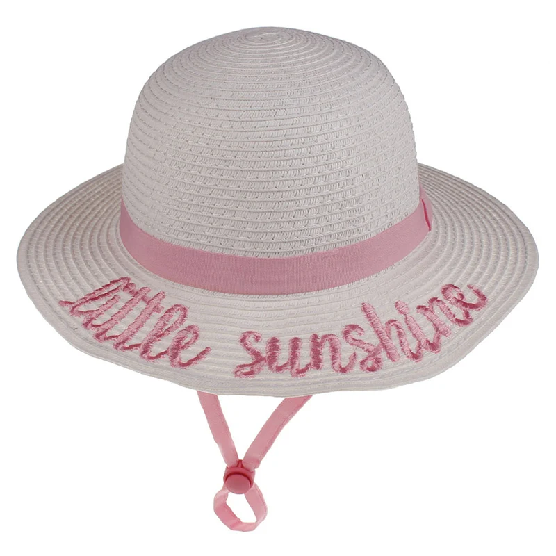 w-little sunshine Новые летние детские простые элегантные соломенные шляпы детские для девочки пляжные шляпы Детская шляпа от солнца для девочки - Цвет: w-little sunshine
