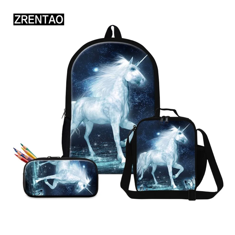 

Cute 3PCS /set Women Printed Unicorn Backpack School Bags For Teenage Girls Shoulder Drawstring Bags Boy Men Male Schoolbag Set