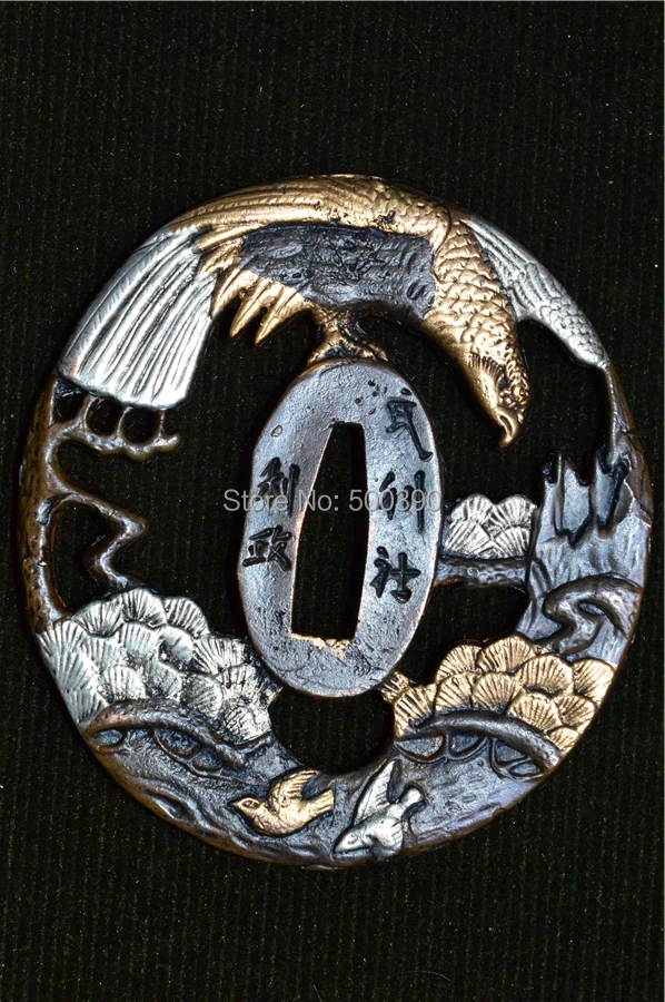 Костюм медь Цуба охранник для японского самурайского меча катаны W/Eagle | Дом и сад