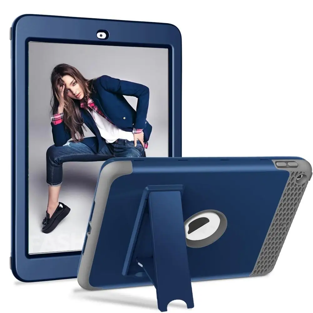 dark blue Для iPad 9,7 / чехол сверхмощный высокая ударопрочность Прочный Гибридный трехслойный полный корпус защитный чехол для iPad 9,7 - Цвет: dark blue