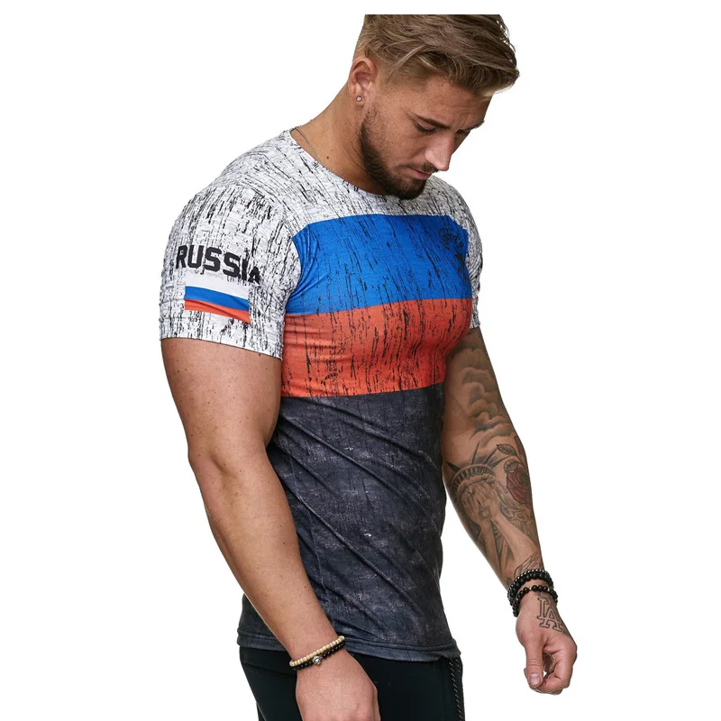 3D printed Russian T-shirt men summer short-sleeved German men shirt patriotic male cotton T shirt men Boutique clothing tee