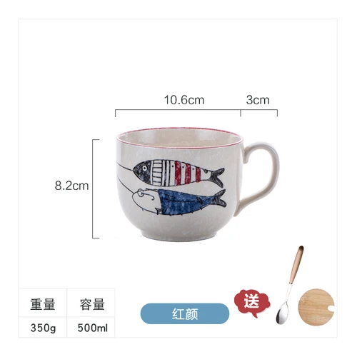 Lucky cat (send lid) Большая вместительная Милая керамическая кружка с крышкой и ложкой Фортуна кошка семья личность пара кружка мультфильм животное рыба кофе молоко чашка - Цвет: Lucky cat (send lid)