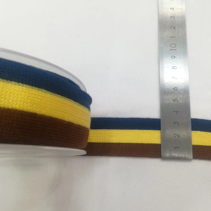 khaki yellow bluel JIETAI мерсеризованный хлопок тесьма с контрастной полоской ребра лента для одежды аксессуары для одежды DIY Красочные Швейные аксессуары - Цвет: khaki yellow bluel
