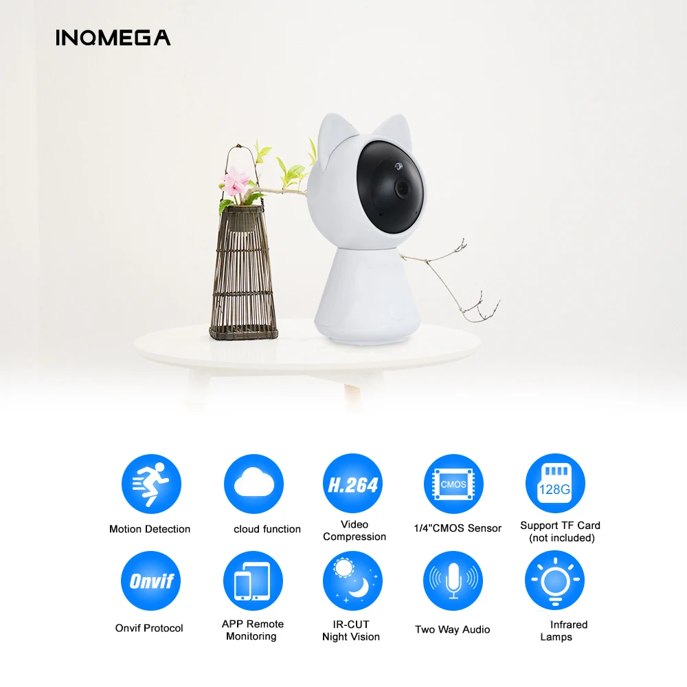 INQMEGA, 1080 P, HD, облачная, Wifi камера, интеллектуальная, с автоматическим отслеживанием, кошка, Китти, IP камера, беспроводная, домашняя, камера безопасности, ночное видение