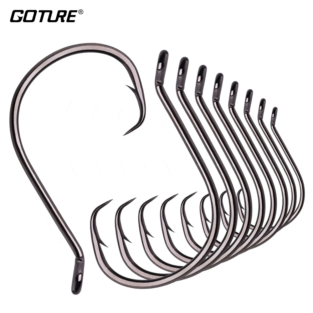 Goture 50 шт./лот офсетные рыболовные крючки Mustad Высокоуглеродистая сталь морской воды Вибрационный крючок Круг Осьминог Крючки Размер 1/0-10/0