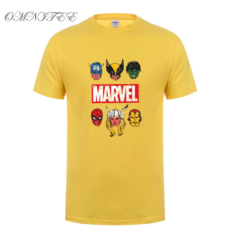 Новая модная футболка Marvel с коротким рукавом, мужской принт супергероев, футболка с круглым вырезом, комическая футболка с надпись Marvel, топы, Мужская одежда, футболка - Цвет: As picture