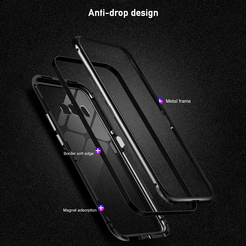 Магнитный металлический чехол OTAO 360 для Samsung Galaxy S9 S8 S10 Plus S7 Edge A5 задняя Магнитная