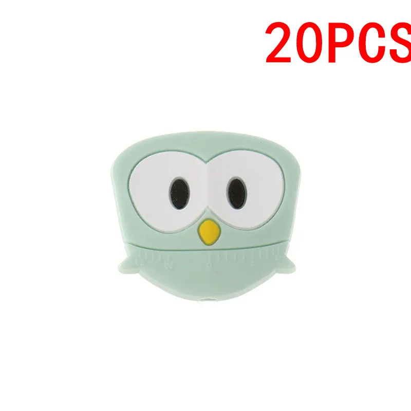 owl mint 20 шт. милый Единорог силиконовые животных Прорезыватель для зубов в форме шариков, не содержащих бисфенола-а при прорезывании зубов Цепочки и ожерелья DIY новорожденных жевательные соски с цепочкой; подарок на нулевой день рождения - Цвет: owl mint