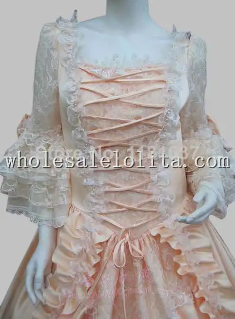 17 18th века благородные Мария Антуанетта Rococo бальное платье цвета