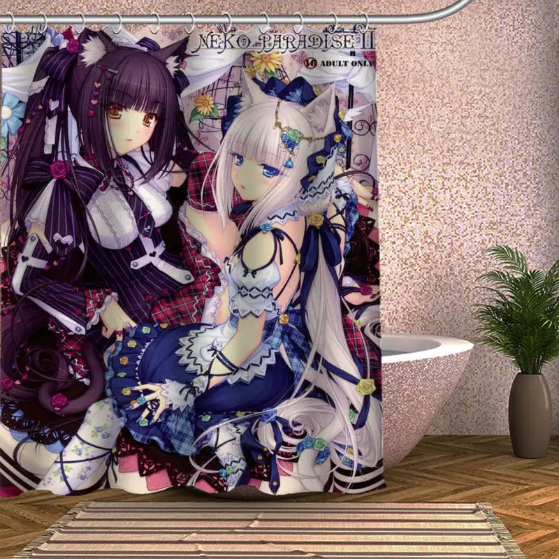 

NEKOPARA Shower Curtain Eco-friendly Modern Fabric polyester Custom Bath Curtains Home Decor Curtains