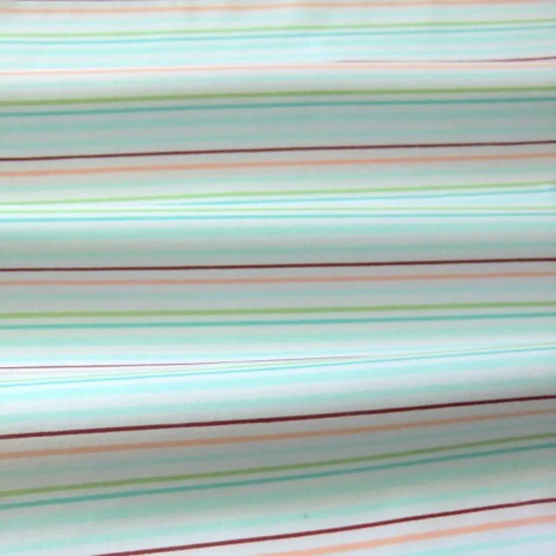 Fashion 50x160cm Pink Green Colorful Flowers &amp Stipe Printed Cotton Fabric For DIY Sewing |