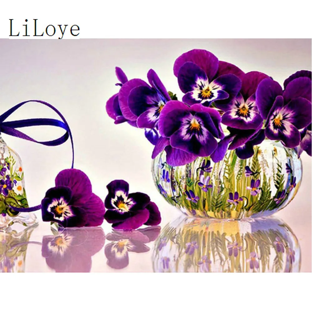 

LI LOYE DIY Full Diamond Embroidery Violet 5D Diamond Painting Cross Stitch Diamond Mosaic Square Rhinestones Decorative FZ306