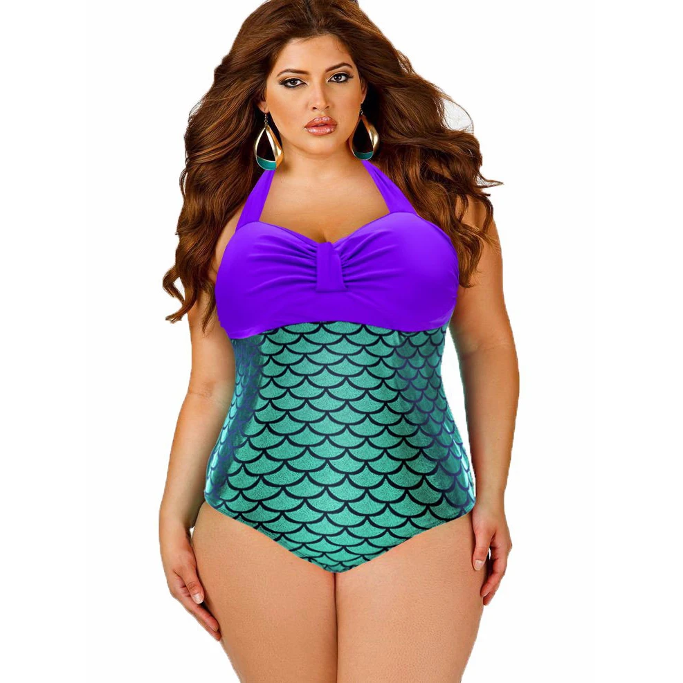 XL XXXL Русалка купальники Большие размеры купальный костюм Женщины One Piece Swim 2017