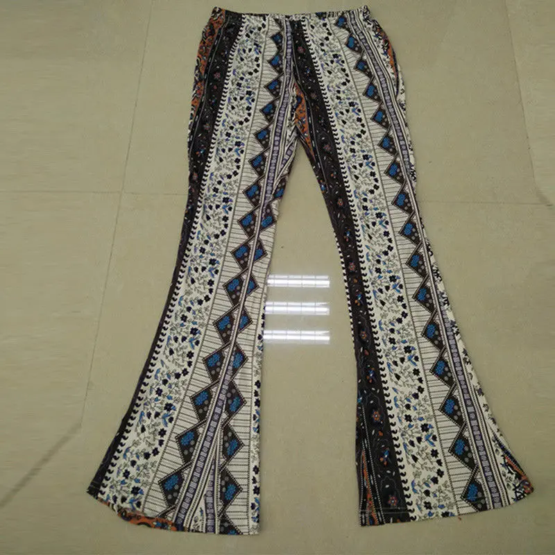 Женские свободные широкие брюки клеш колокол с высокой талией Boho Hippie| |