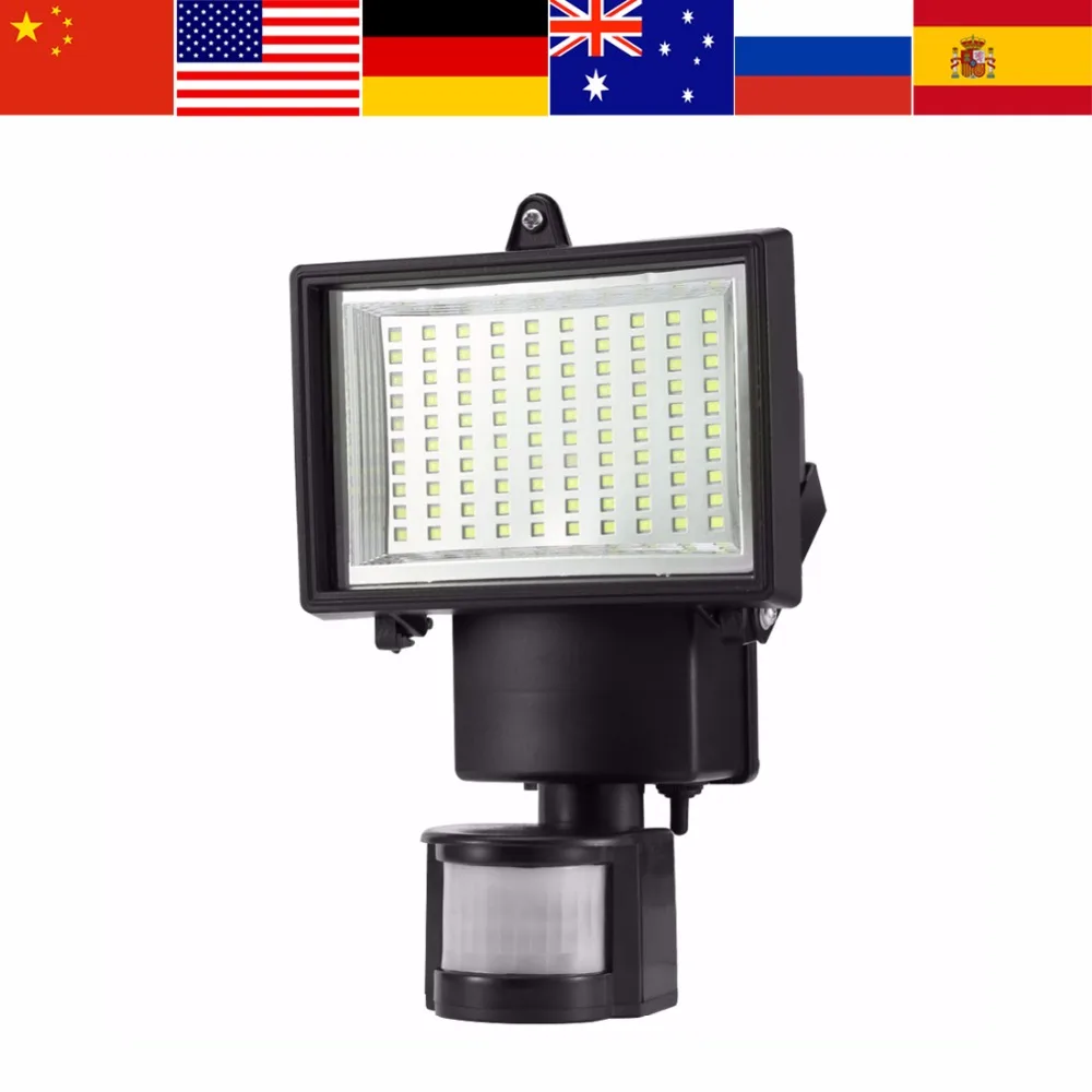 Яркий сад Солнечный свет лампы Открытый датчик настенный светильник 100 LED SMD для