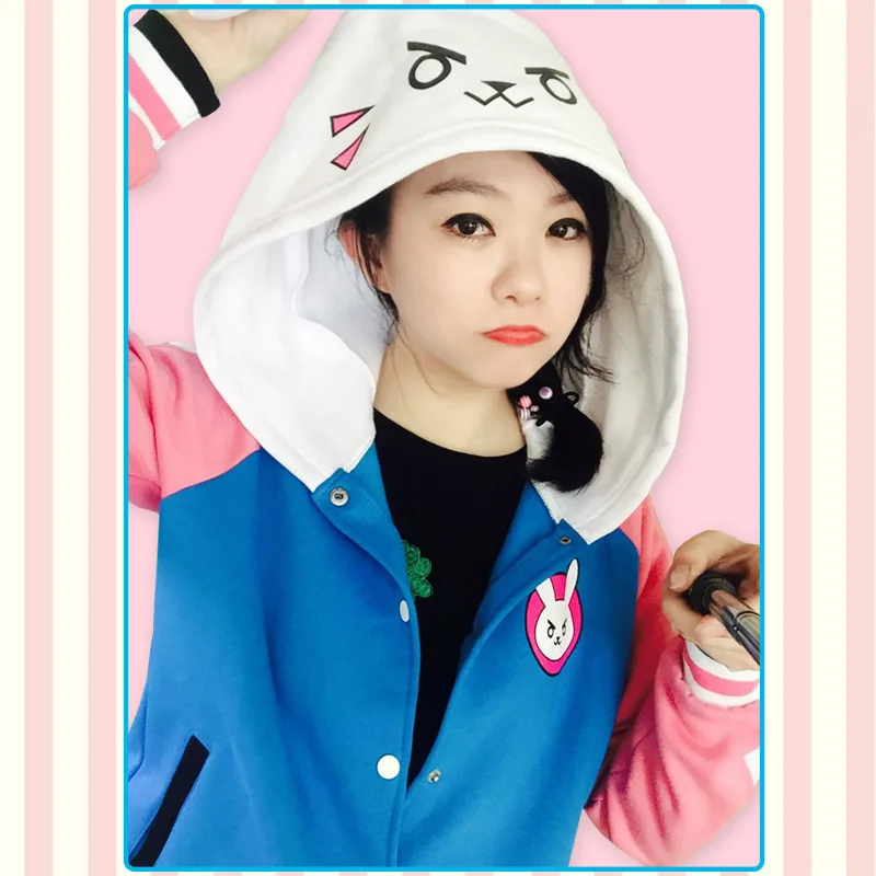 Толстовка с капюшоном для костюмированной вечеринки Game OW D.VA Хлопковая