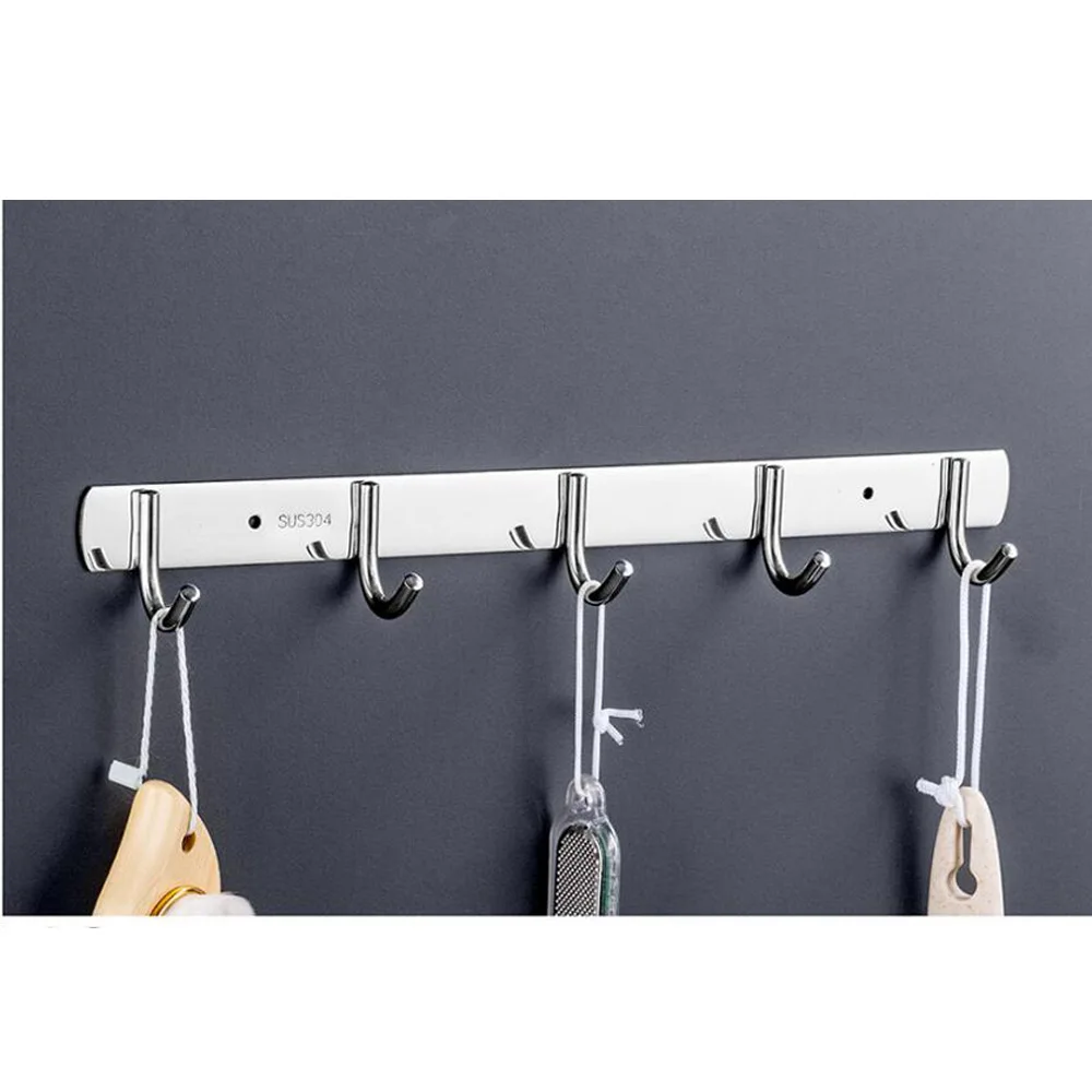 304 нержавеющая сталь крючок вешалка для кухни ванной комнаты Бесплатная Пробивка