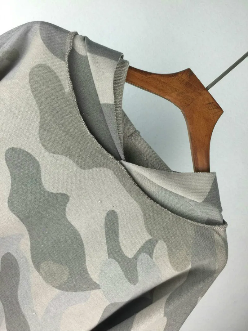 2017 осень зима Для женщин Повседневное камуфляж Толстовки дамы свободные длинным