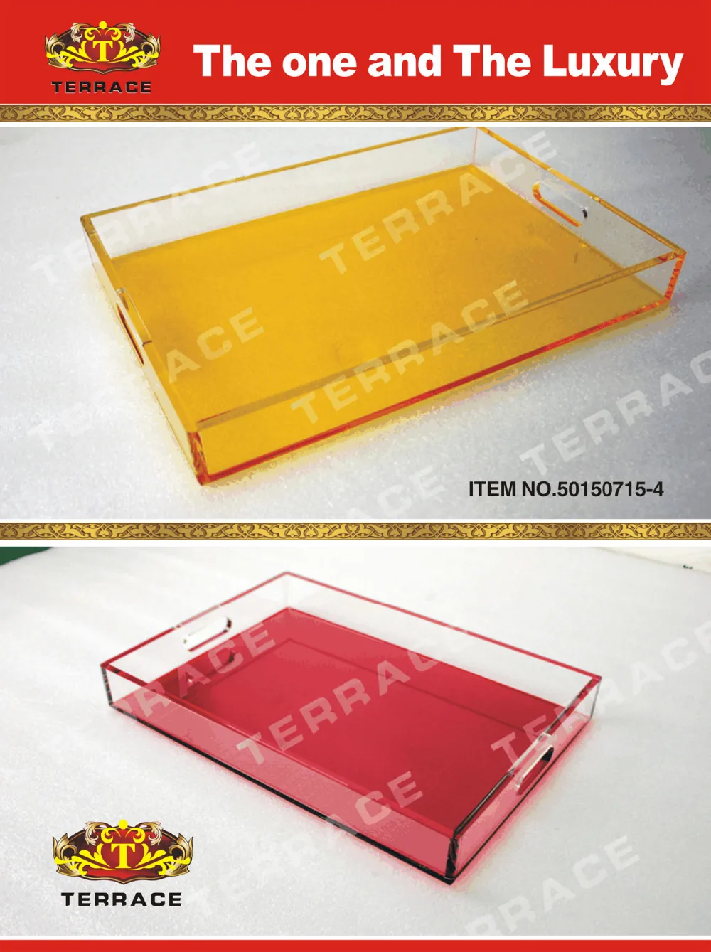 ONE LUX Акриловые lucite сервировочные подносы для хранения с выгравированными ручками-различные цвета