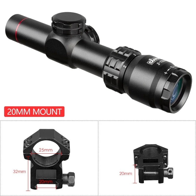 DIANA 2-7x20 Riflescope Mil Dot Scope Сетка прицел охотничьи прицелы Открытый тактический прицел страйкбол воздушные пистолеты - Цвет: 20mm