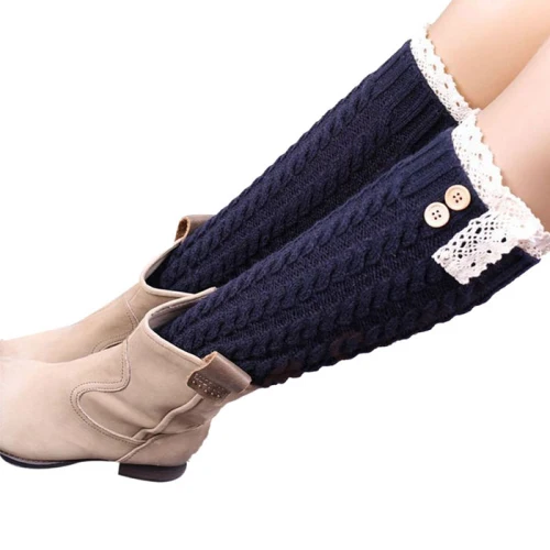 Потрясающая Большая распродажа, женские зимние теплые мягкие кружевные вязаные гетры, носки для обуви с манжетами - Цвет: G