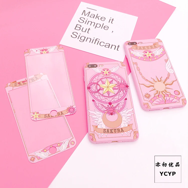 Для iphone XS Max милый Cardcaptor Sakura задний Чехол+ пленка для экрана из закаленного стекла, Девушка Мягкий чехол для iphone X XR 6 7 8plus