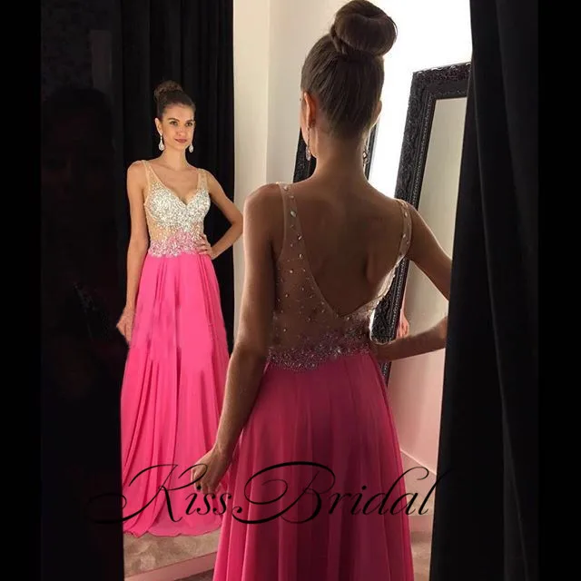 Женское шифоновое платье трапеция до пола длинное вечернее с V образным вырезом