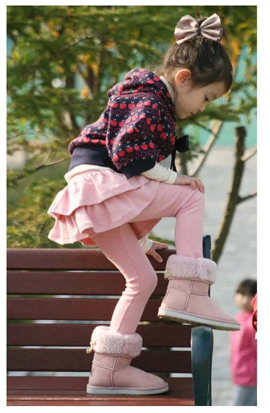 Флисовые зимние плотные леггинсы для девочек юбка брюки многослойная пачка