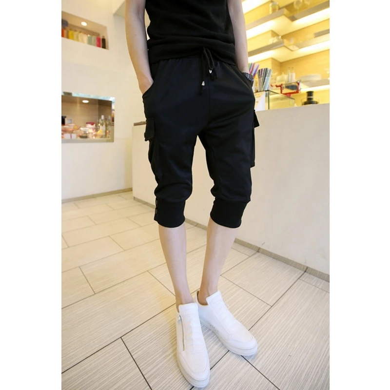 Летние штаны-шаровары в стиле хип-хоп мужские повседневные штаны из хлопка и льна