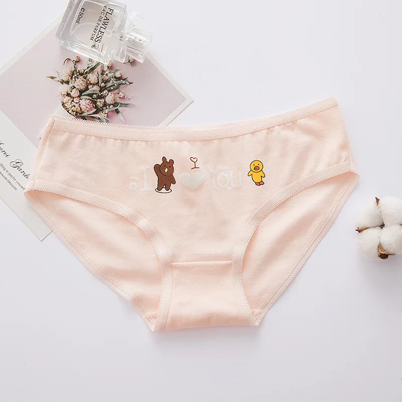 pink SP& CITY/милые трусики с рисунками животных для молодых девушек, женское нижнее белье из хлопка Kawaii, Мягкие Бесшовные трусы, гигиеническое женское нижнее белье - Цвет: pink