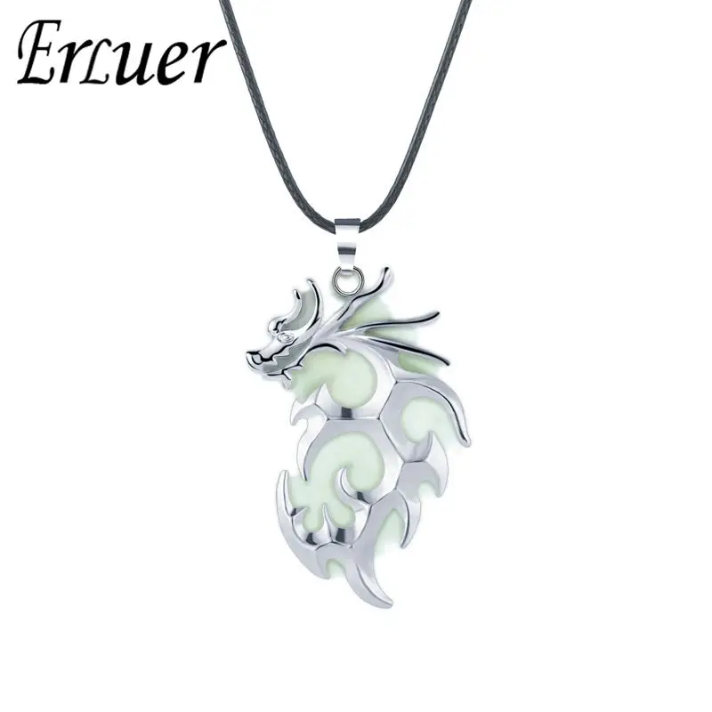 Светящийся в темноте Дракон ERLUER светящиеся подвески ожерелья Золотое