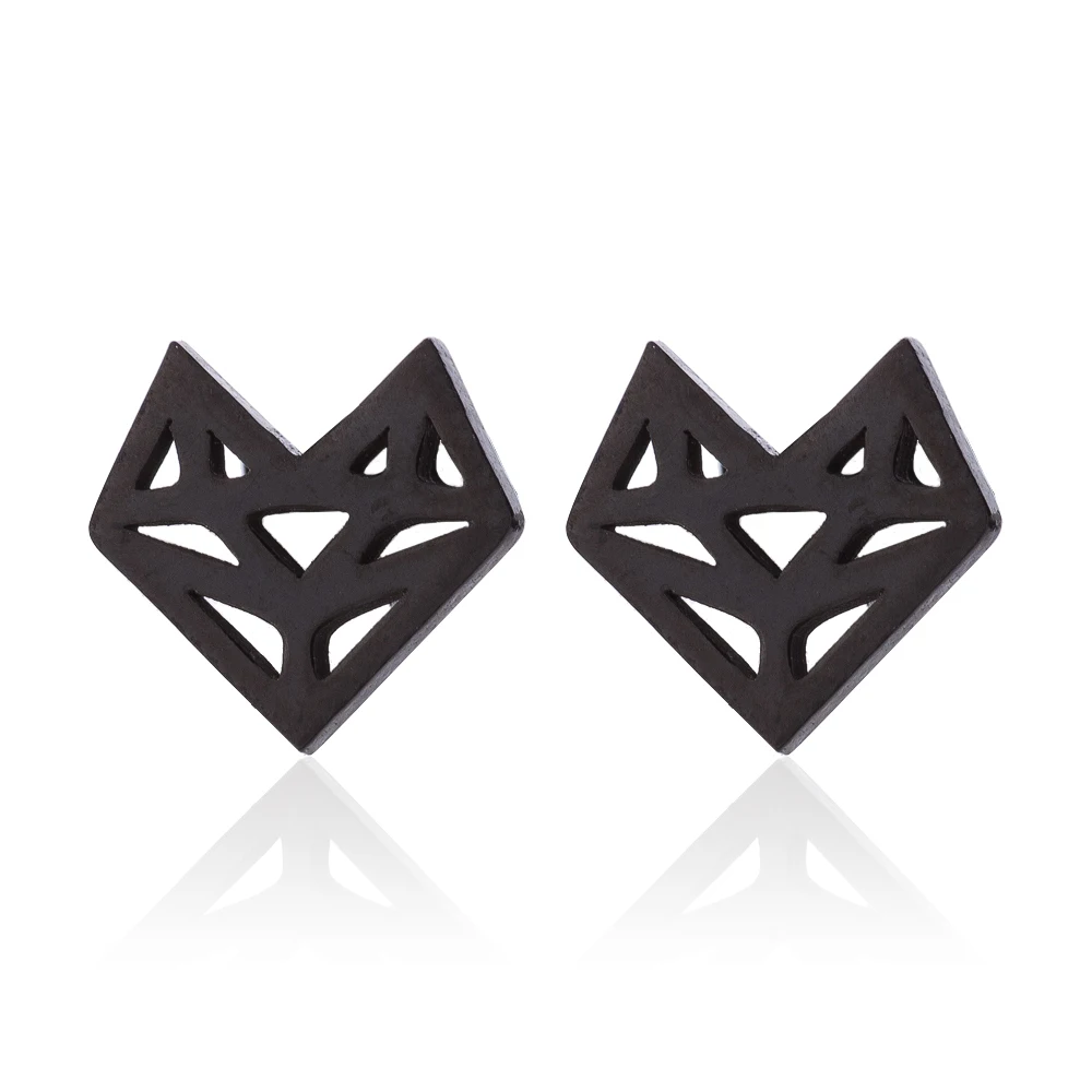 Милые серьги-гвоздики в виде лисы оригами для женщин ювелирные изделия из