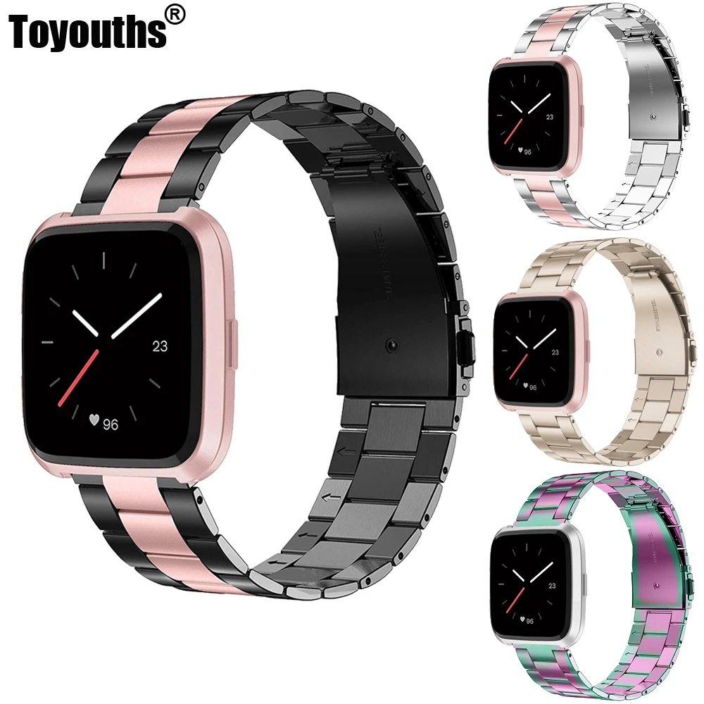 Ремешок для часов Toyouths из нержавеющей стали Fitbit Versa ультратонкий легкий сменный
