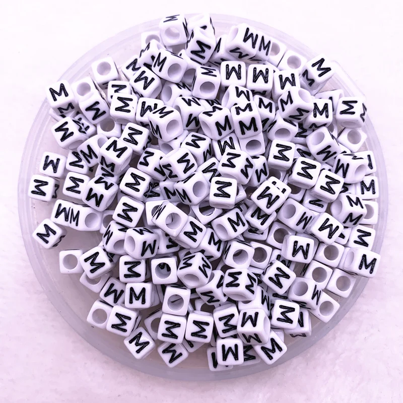 100 шт./лот M Белый Алфавит/буквы акриловые кубические бусины для изготовления