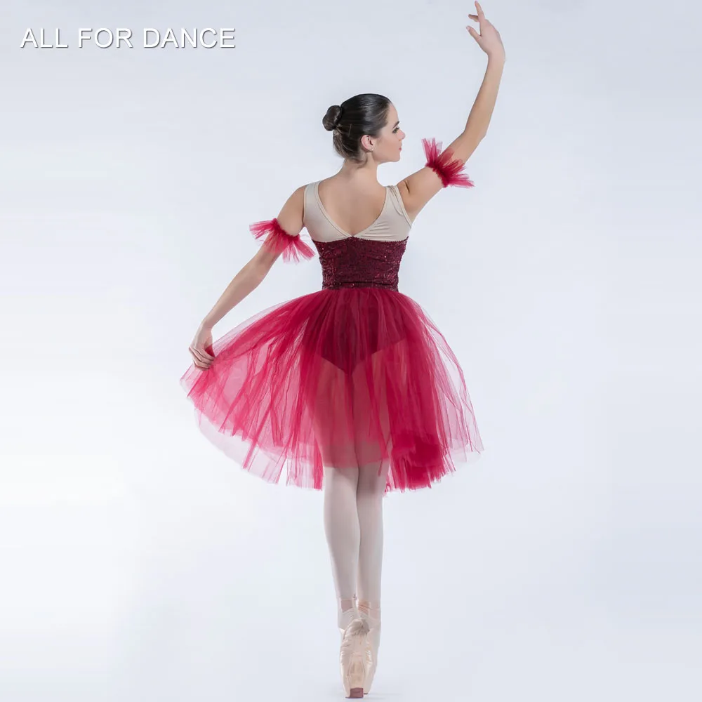 Burgundy Sequin Lace Top Bodice Romantic Ballet Tutu Girl &amp Women Stage Performance Ballerina Dance 19334 | Тематическая одежда