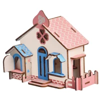 laser cutting 3d wooden puzzle construction chocolate house diy manual assembly kids educational wooden toys for children
