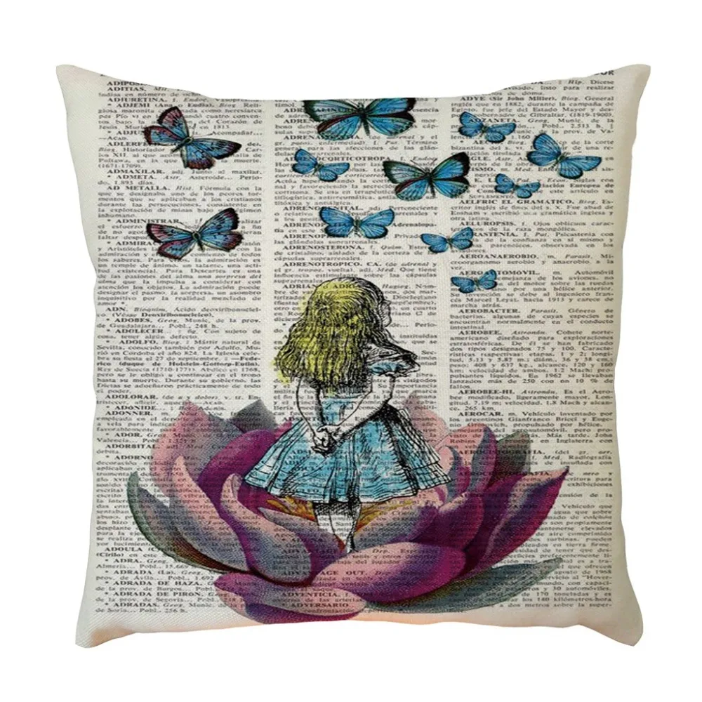 Льняная декоративная наволочка с принтом бабочки сказочный пенал рисунок