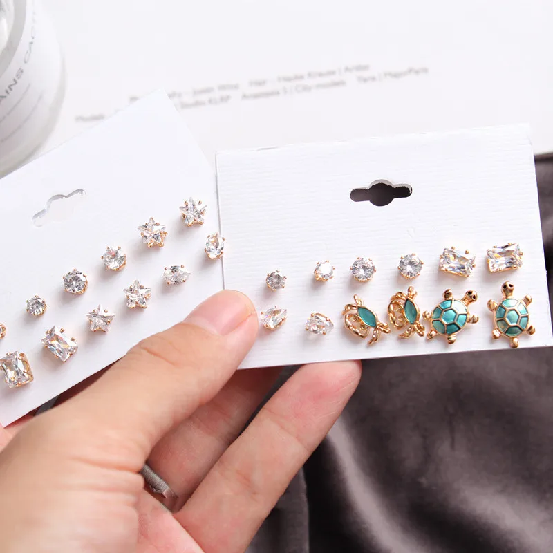 Timlee E214 New Cute Delicate Crab Tortoise Rhinestone Round Alloy Stud Earrings Sets Fashion Accessories wholesale. | Украшения и