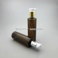 beauty mission 24 pcslot 250ml brown body lotion goldsilver collar pump plastic bottles empty shampoo pet cosmetic container