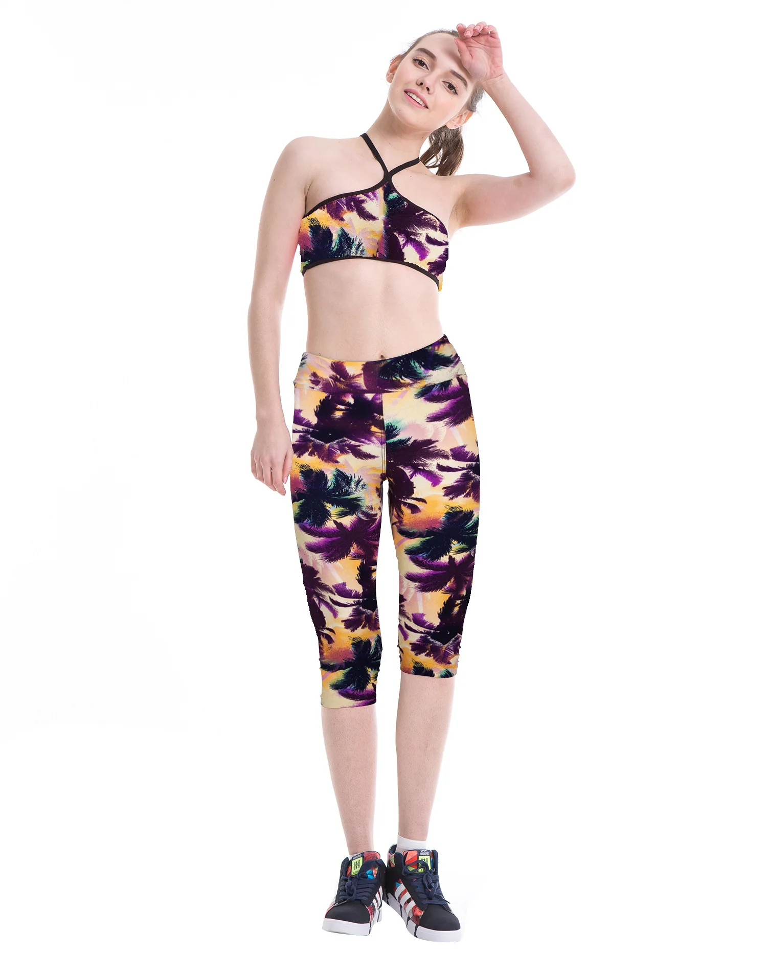 YAKSRNE Для женщин с высокой талией для фитнеса спортивные Леггинсы йоги Обрезанные