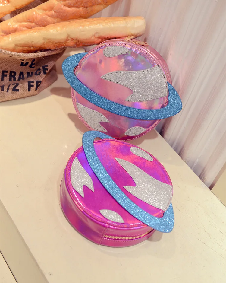 Модная круглая сумка через плечо с изображением планеты лазера