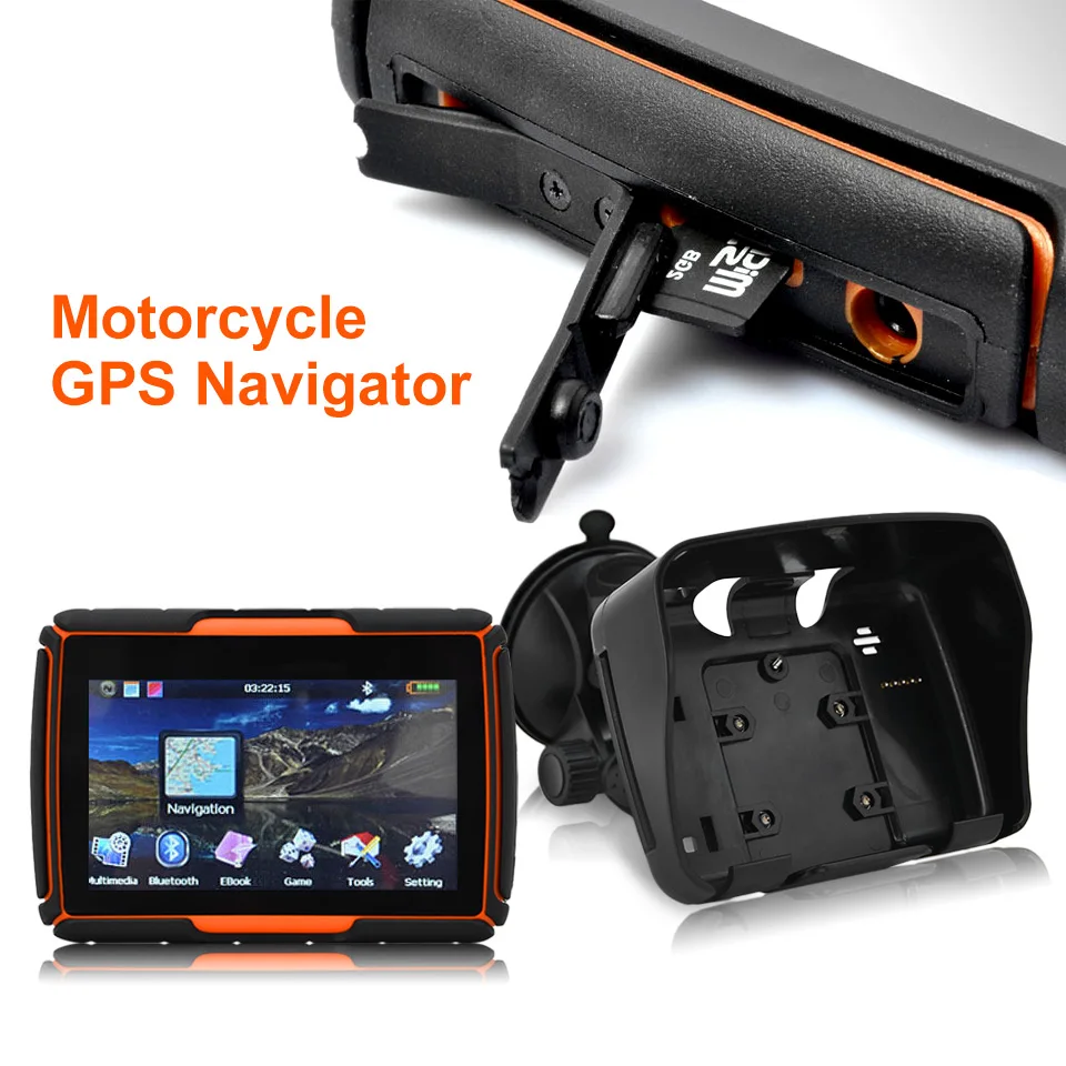Автомобильный мотоцикл gps навигация 4," сенсорный экран IPX7 водонепроницаемый с Bluetooth FM AVIN Встроенный 8 Гб карта