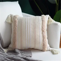 cotton thread soft cushion cover with fringe pillowcase with tufted edges area weeping willow 30x50cm 50x50cm 45x45cm
