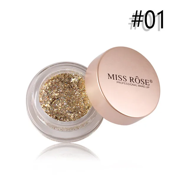 MISS ROSE бренд голографические одноцветные мерцающие блестящие тени для макияжа глаз пигмент блестящий блеск крем для лица свечение Косметика для макияжа - Цвет: 1