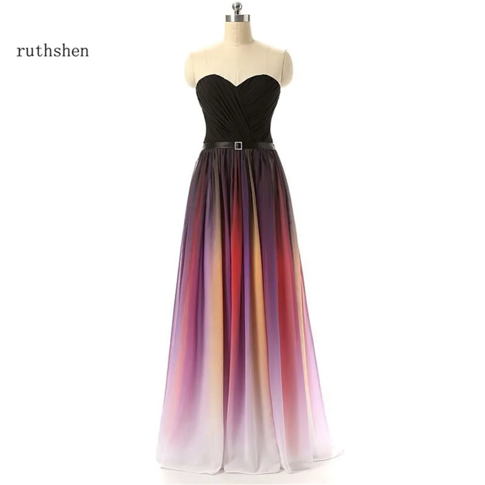 ruthshen Evening Dresses Real Photo Pleated Gradient Ombre Long Chiffon ...