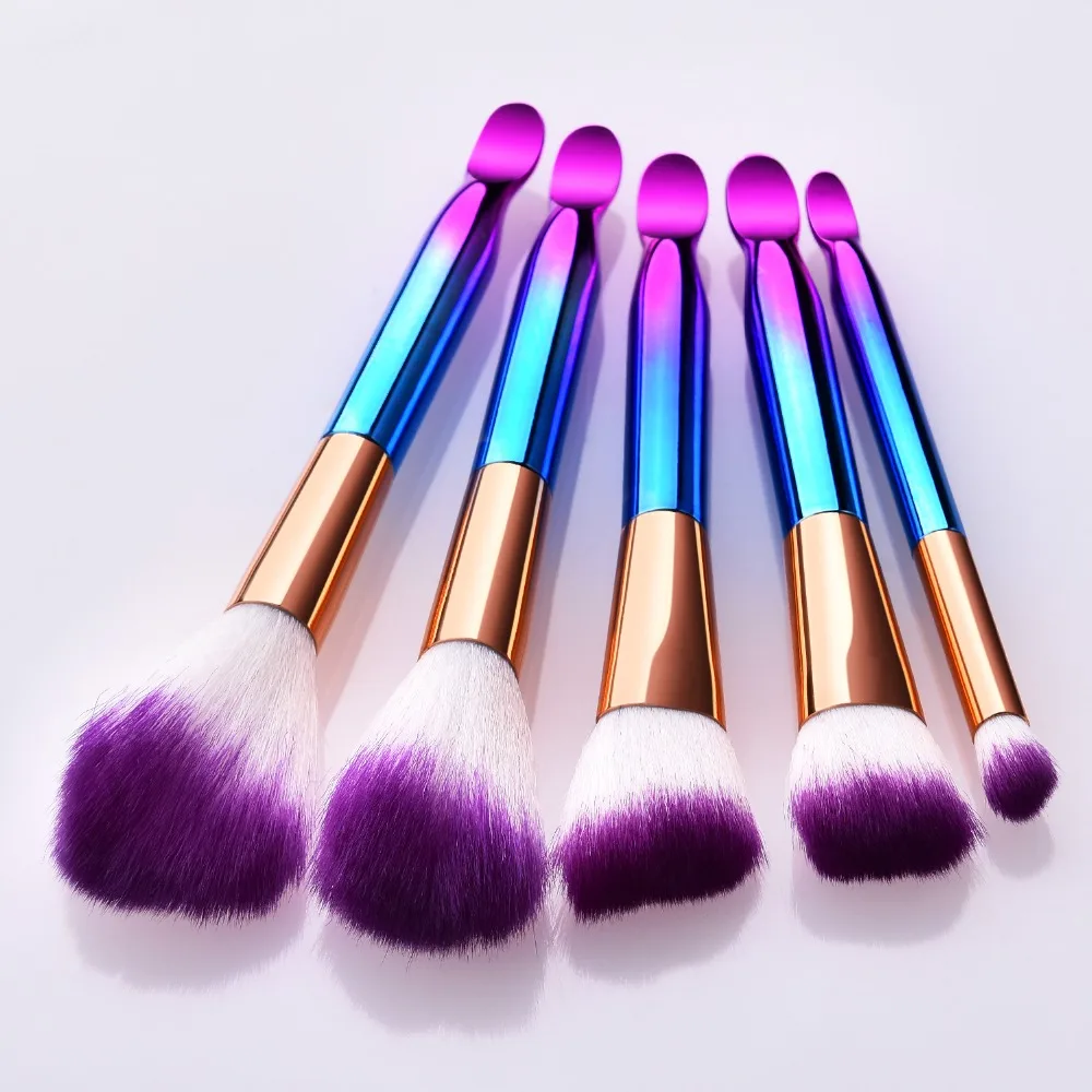 5 шт. цветные кисти для макияжа набор пудра тени век румяна бровей косметические