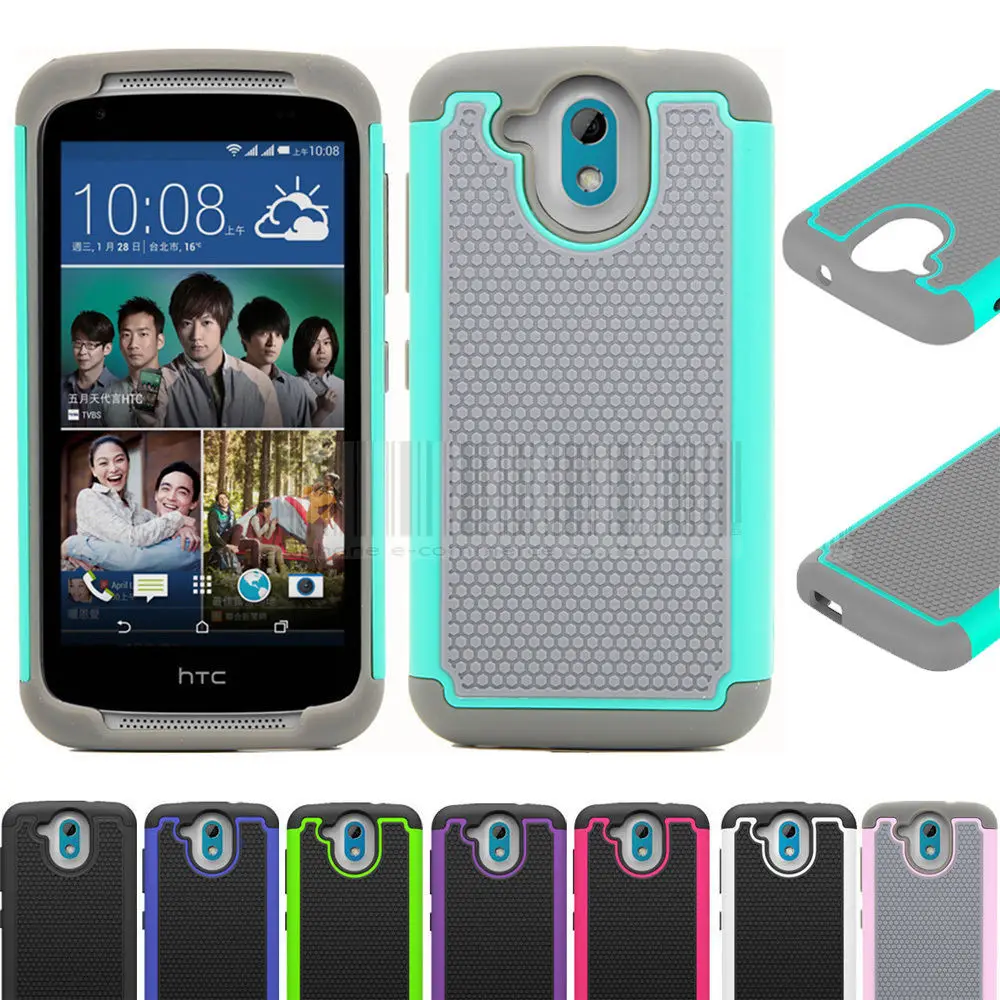New 2in1 Protective Rugged Hybrid Silicone Rubber Armor Hard Dual Layer Case Cover For HTC DESIRE 526 526G 526G+ D526 326 326G @ | Мобильные